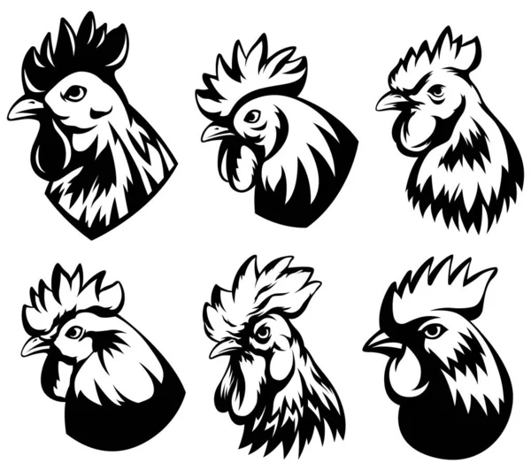 Cabeça Galo Preparada Cock Ilustração Caráter Abstrato Modelo Desenhos Logotipo — Vetor de Stock
