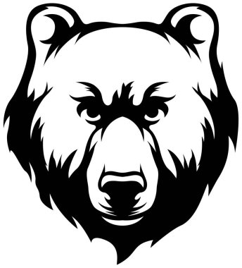 Ayı başı. Soyut karakter çizimi. Amblem için grafik logo tasarım şablonu. Portre resmi.