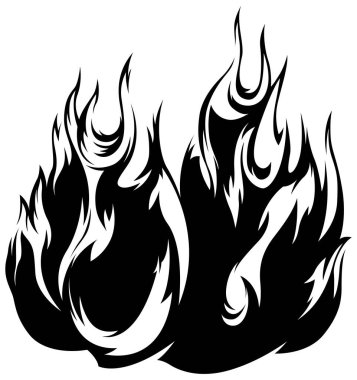 Ateş şablonu izole edildi. Kabile tasarımı. Araba etiketleri. Simge ateşi illüstrasyonu. Çok şekilli dövme..