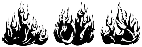 Oheň Plameny Izolované Šablony Kmenový Design Nálepky Auto Ikona Požární — Stockový vektor