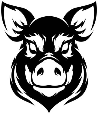 Pig head mascot. Swine logo. Hog illustration.