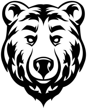 Ayı başı. Soyut karakter çizimi. Amblem için grafik logo tasarım şablonu. Portre resmi.