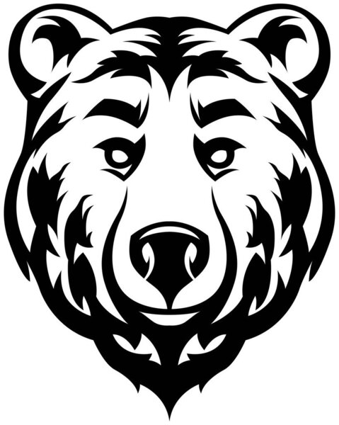 Head of bear. Abstract character illustration. Graphic logo design template for emblem. Image of portrait.