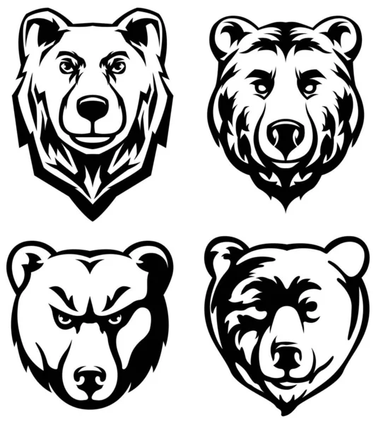 Medvefej Absztrakt Karakter Illusztráció Variáns Készlet Embléma Grafikus Logó Tervezési — Stock Vector