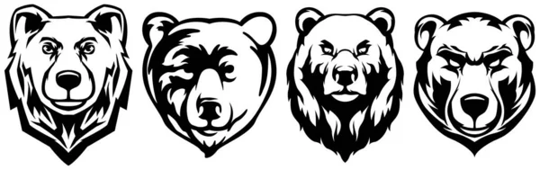 Голова Ведмедя Набір Абстрактних Ілюстрацій Персонажів Шаблон Графічного Дизайну Логотипу — стоковий вектор