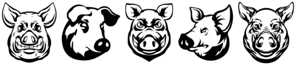 Mascota Cabeza Cerdo Logo Porcino Juego Ilustración Cerdo — Archivo Imágenes Vectoriales