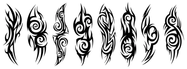 Coleção Tatuagem Tribal Ilustração Silhueta Conjunto Elementos Abstratos Isolados — Vetor de Stock