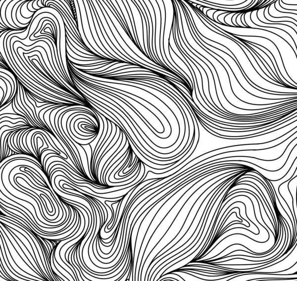 Волнистый Изогнутый Фон Искушает Искусство Тонкие Черные Линии Белом Текстуры — стоковый вектор