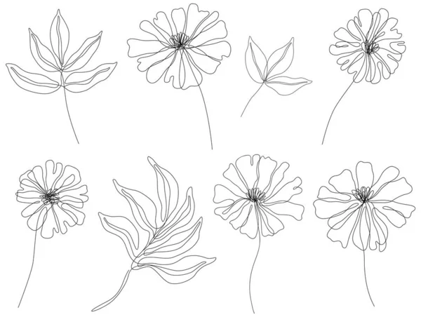 Flores Abstratas Ilustração Isolada Flores Silvestres Para Fundo Arte Botânica —  Vetores de Stock