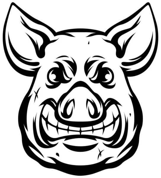 Pig Head Mascot Swine Logo Hog Illustration — Vetor de Stock
