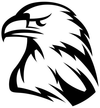 El çizimi kartal kafası amblemi. Maskot kuşu. Yırtıcı logosu beyazı izole etti.