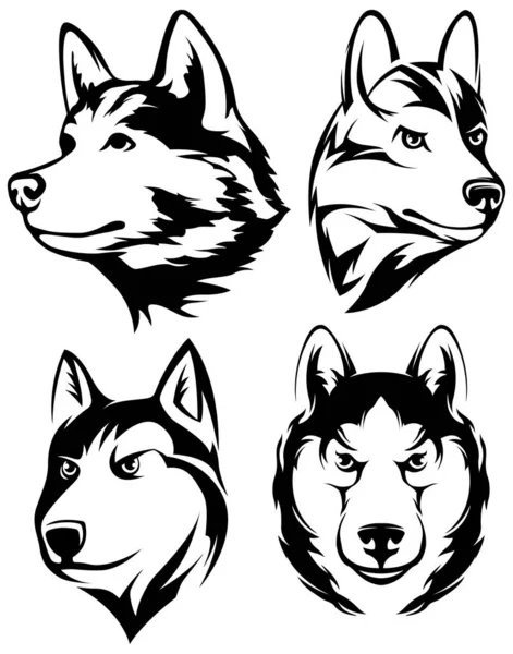 Cabeças Cães Lobo Ilustrações Abstratas Caráter Logotipo Gráfico Modelo Design — Vetor de Stock