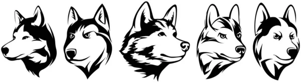 Cabeças Cães Lobo Ilustrações Abstratas Caráter Logotipo Gráfico Modelo Design — Vetor de Stock