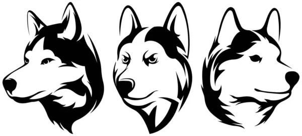 Cabezas Perros Lobo Ilustraciones Carácter Abstracto Logo Gráfico Plantilla Diseño — Vector de stock