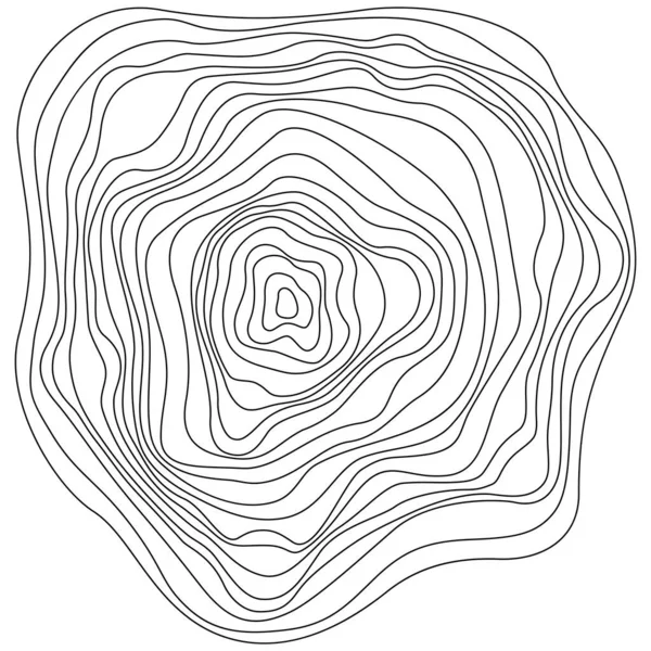 Anneaux Arbres Abstraits Concept Carte Topographique Minces Lignes Noires Isolent — Image vectorielle