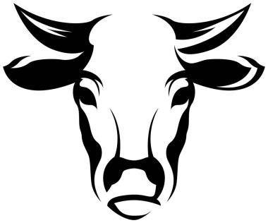İnek kafalı maskot. Beyaza izole edilmiş sığır logosu. Çiftlik hayvanı çizimi.