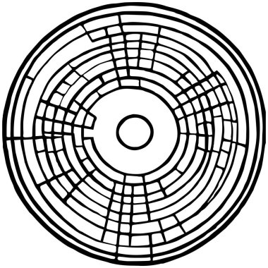 Beyaz üzerine izole edilmiş arka plan hariç. Beyaz üzerine ince siyah çizgiler. Dairesel, radyal çizgiler. Radikal, yayılan çizgiler. Ai oluşturuldu.