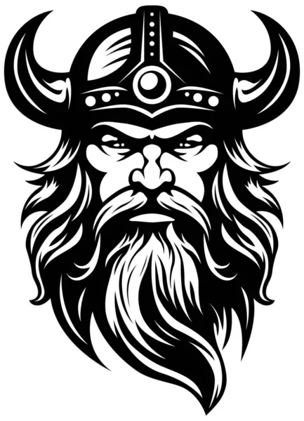 Viking sembolü. Maskot Kelt savaşçı logosu beyaza izole edilmiş. Şirket kullanımı ya da dövme için insan portresi. Ai oluşturuldu.