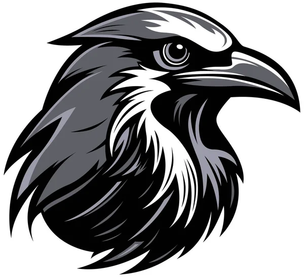 Эмблема Головы Вороны Иллюстрация Логотипа Птицы Талисмана Ворона Изолирована Белом — стоковый вектор