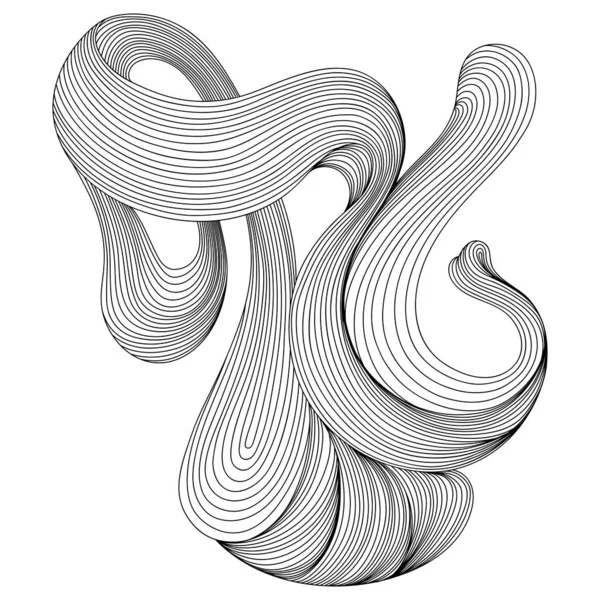 油墨波纹线 单色组合元素的设计 手绘插图形状 — 图库矢量图片