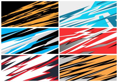 Yan vücut etiketi seti. Soyut yarış tasarımı konsepti. Motosiklet, tekne, kamyon, araba, tekne ve daha fazlası için araba çıkartması tasarımı.