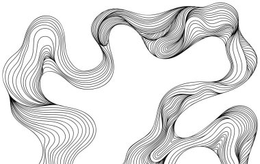 El çizimi soyut dalgalı arka planlar. Tek renkli çizgiler.