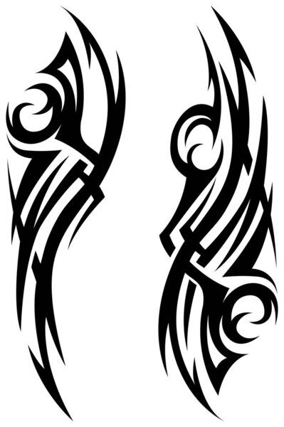 Vector Tribal Tattoo Silhouette Illustration Isolated Abstract Element Hand Drawn — Stock Vector