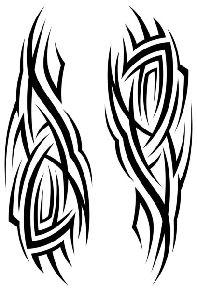 Vector Tribal Tattoo Silhouette Illustration Isolated Abstract Element Hand Drawn — Stock Vector