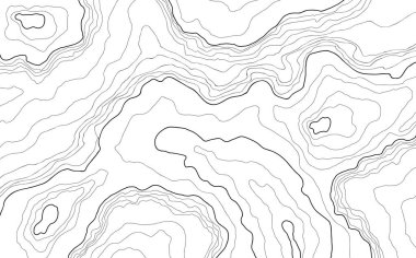 Adanın el çiziminin Topografik harita arkaplan çizimi. Arkaplan tasarımı elementini ince dalgalı çizgilerle birleştir. Arkaplan için soyut konsept resim. Dağların rahatlama kolleksiyonu.