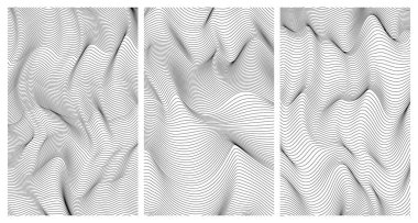 Dalgalı çizgileri olan soyut arka planlar. Bir sürü çizgi dalgası.