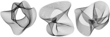 Soyut siyah-beyaz dalga elementleri seti. Tasarım koleksiyonun için beyaz üzerine ince siyah çizgiler.