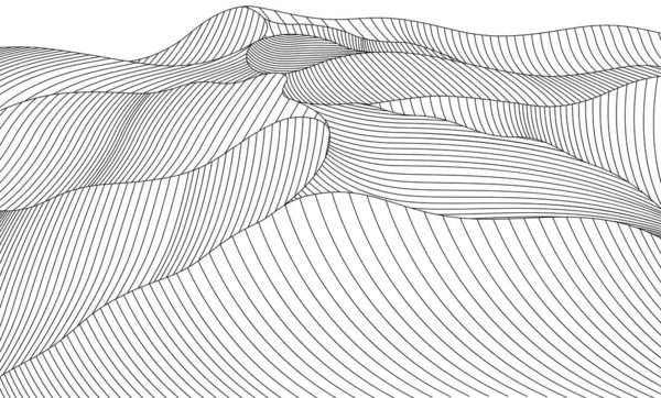 Neskutečná Pouštní Krajina Abstraktní Kresba Pozadí Pouště Čára Vlnitými Čárami — Stockový vektor