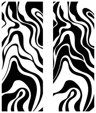 Siluet çizimi izole bir element. Dalgalı çizgileri olan soyut dövme siyah beyaz arkaplan.