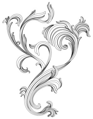 Tasarım için el çizimi barok dekoratif filigran kaligrafi.