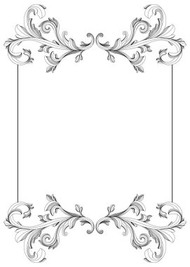 Dekoratif elementli barok çerçeve. El çizimi illüstrasyon.