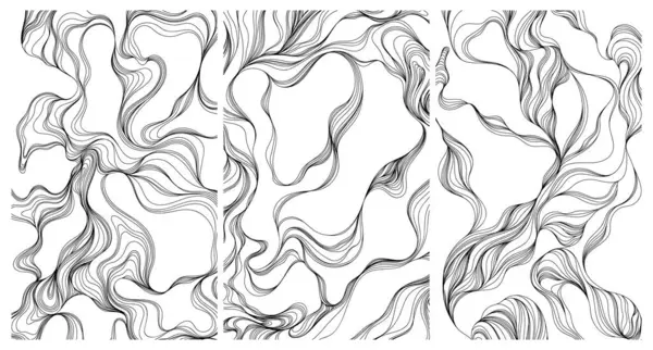 Ilustração Abstrata Desenhada Mão Com Linhas Onduladas Coleção Curvas Fumaça Ilustrações De Bancos De Imagens Sem Royalties