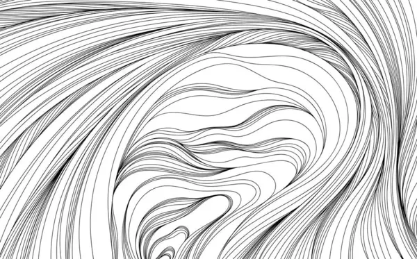 Abstrakter Welliger Hintergrund Von Hand Gezeichnet Monochromes Haardesign Rauch Illustration Stockillustration