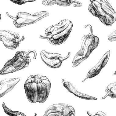 Biber mürekkebinin el çizimi şekli. Beyaz arkaplanda pürüzsüz izole kırmızı biber çizimi ögesi.