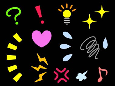 Çeşitli duyguları ifade eden işaretler.