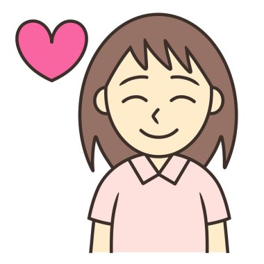 young woman smiling with love heart