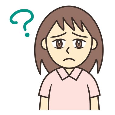 Soru işareti olan genç bir kadın.