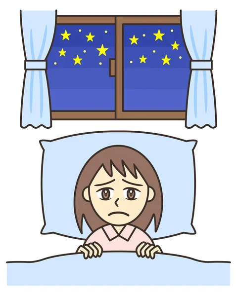 Geceleri uyuyamayan genç bir kadın.