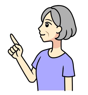 senior woman pointing upward