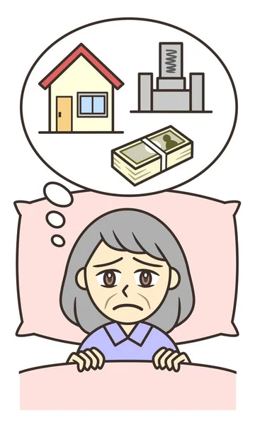 An elderly woman who cannot sleep because of worries
