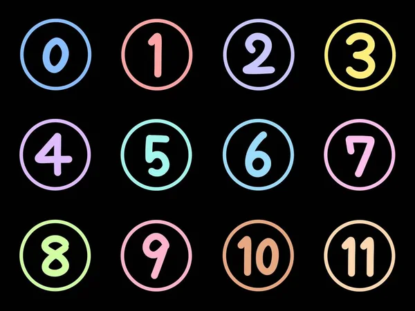 Set Numbers Circles Black Background — Stock Photo, Image