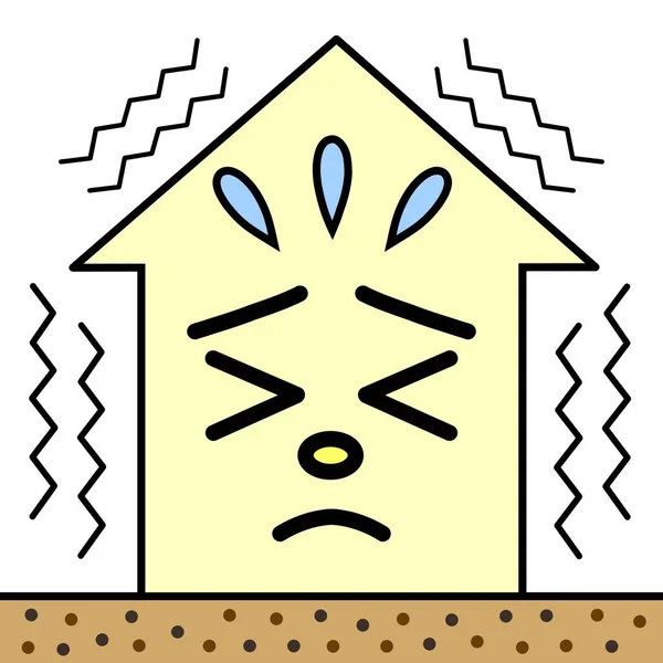Personagem Casa Assustado Por Terremoto — Fotografia de Stock