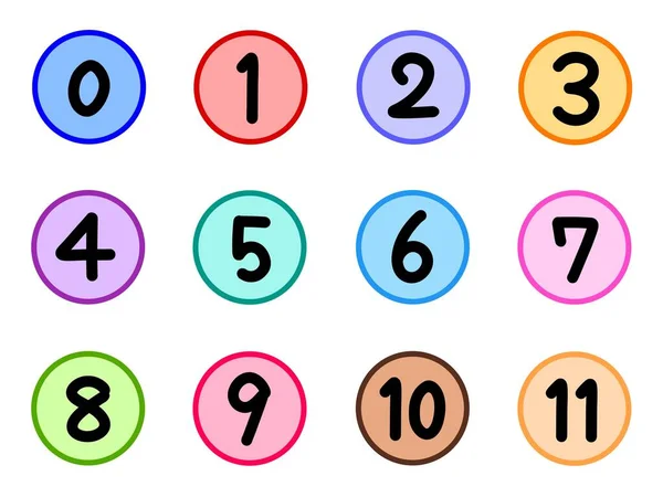 Uppsättning Siffror Färgglada Cirklar — Stockfoto