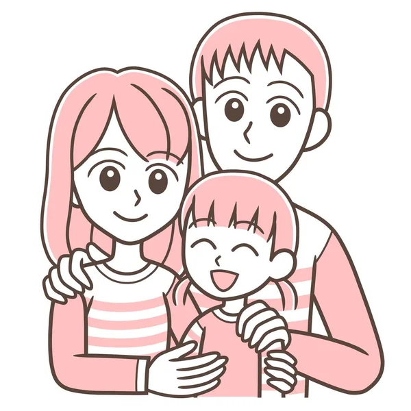 Eine Dreiköpfige Familie Lächelt Und Hält Zusammen — Stockfoto