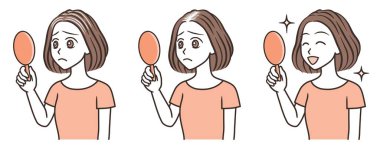 Gri saçlı ve seyrek saçlı bir kadın grubu.