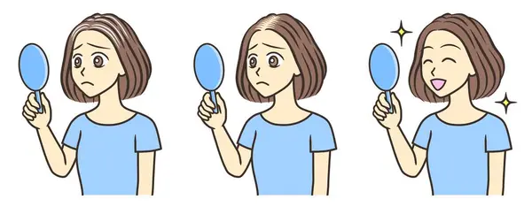 Gri saçlı ve seyrek saçlı bir kadın grubu.